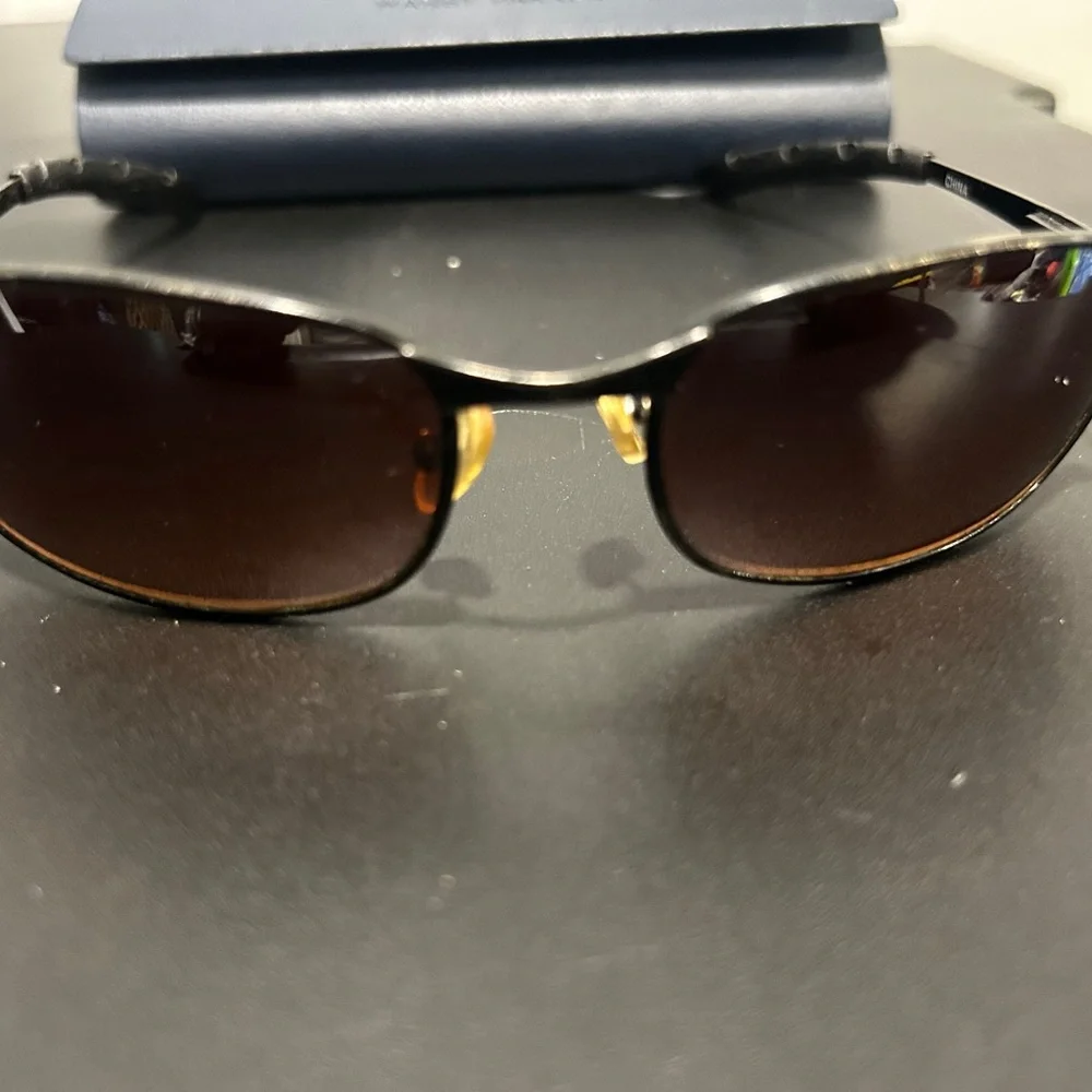 Gun Metal sunglasses brown lens with Warby Parker hard case